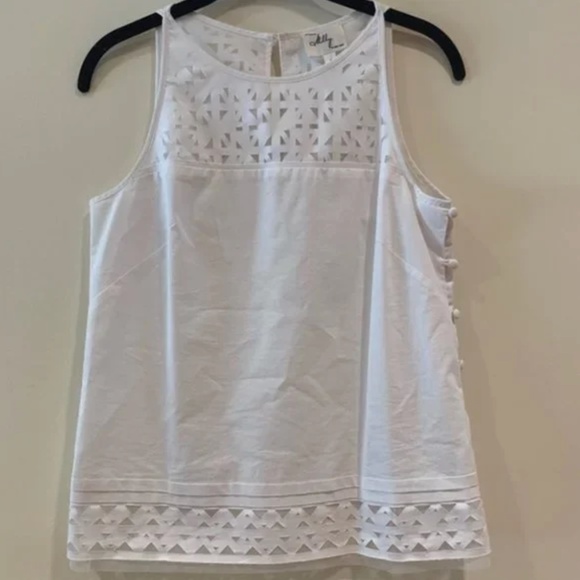 White Milly Laser Cut "Sienna" Geometric Tank Top [Size 0] - Picture 2 of 6